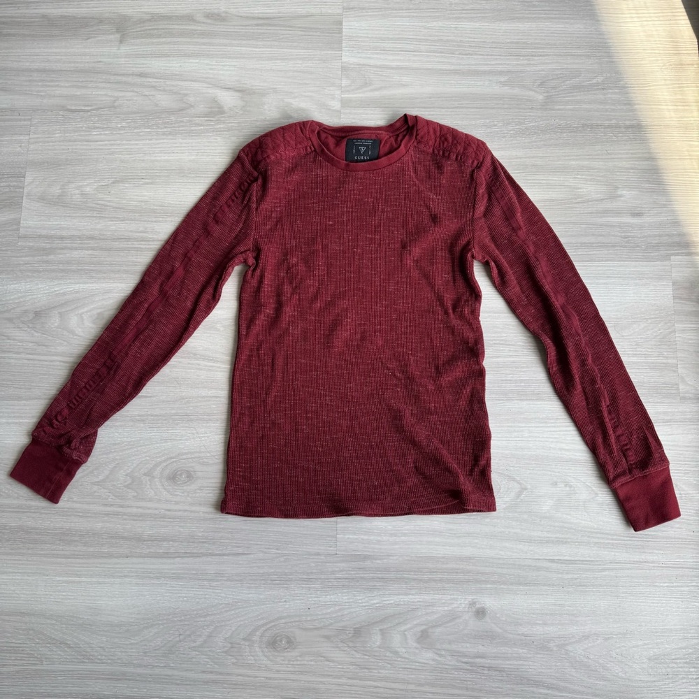 Guess Men's Maroon Long Sleeve Tee